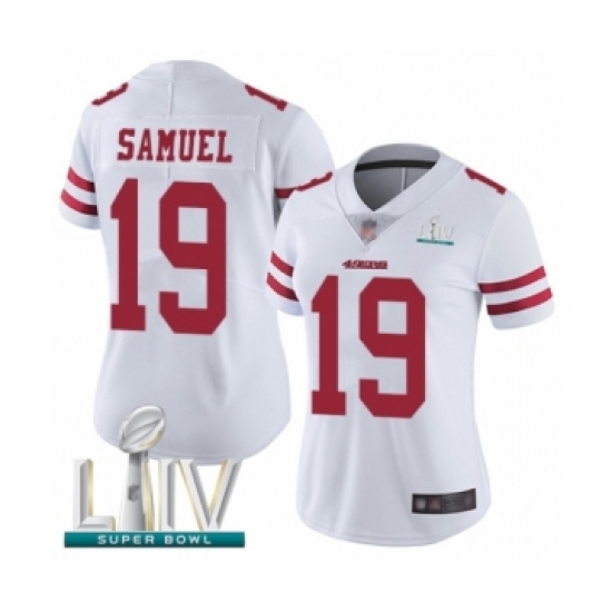 Women's San Francisco 49ers 19 Deebo Samuel White Vapor Untouchable Limited Player Super Bowl LIV Bound Football Jersey