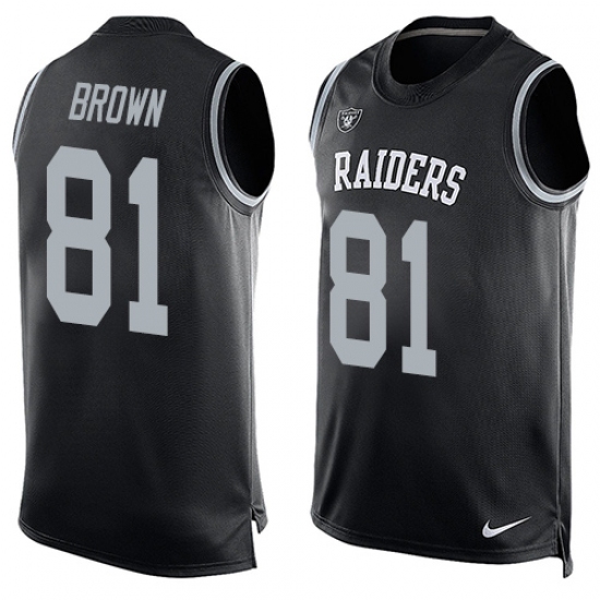 Men's Nike Oakland Raiders 81 Tim Brown Limited Black Player Name & Number Tank Top NFL Jersey