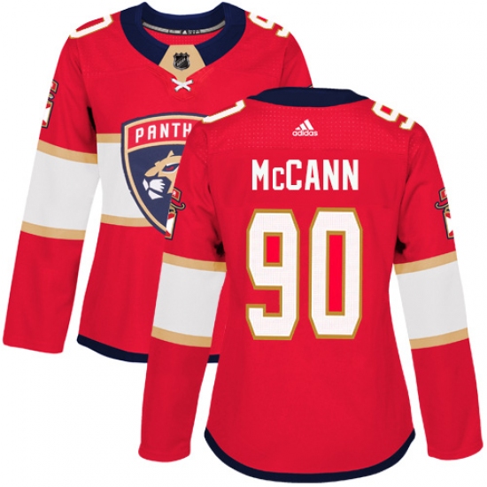 Women's Adidas Florida Panthers 90 Jared McCann Premier Red Home NHL Jersey