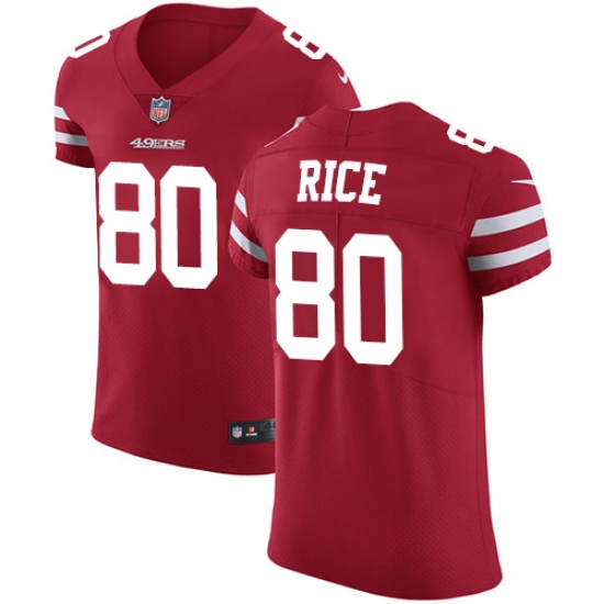 Men's Nike San Francisco 49ers 80 Jerry Rice Red Team Color Vapor Untouchable Elite Player NFL Jersey