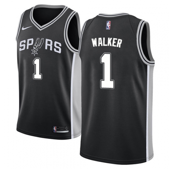 Men's Nike San Antonio Spurs 1 Lonnie Walker Swingman Black NBA Jersey - Icon Edition