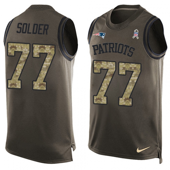 Men's Nike New England Patriots 77 Nate Solder Limited Green Salute to Service Tank Top NFL Jersey