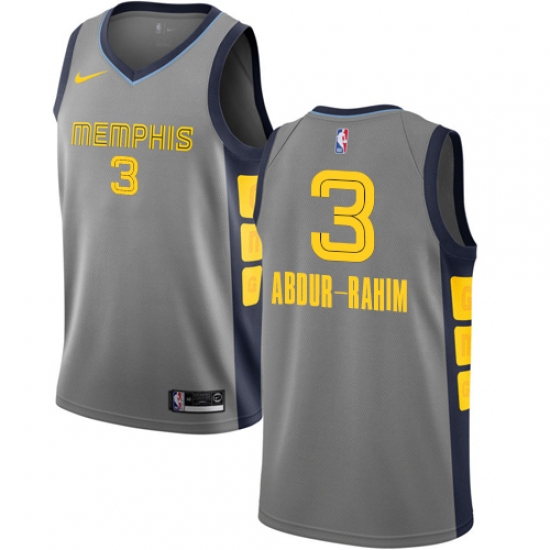 Men's Nike Memphis Grizzlies 3 Shareef Abdur-Rahim Swingman Gray NBA Jersey - City Edition