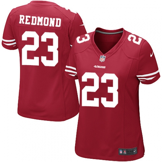 Women's Nike San Francisco 49ers 23 Will Redmond Game Red Team Color NFL Jersey