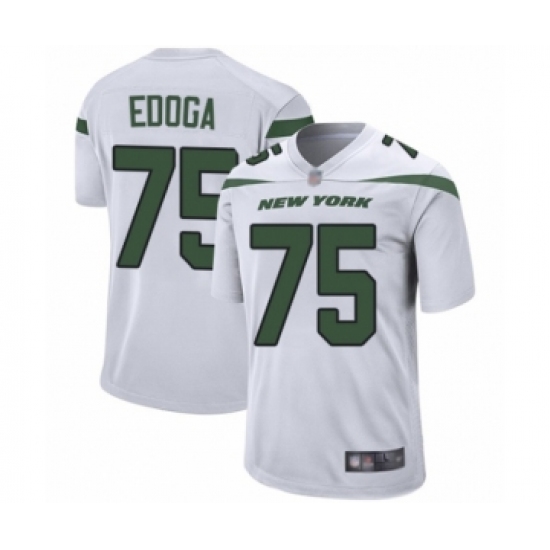 Men's New York Jets 75 Chuma Edoga Game White Football Jersey