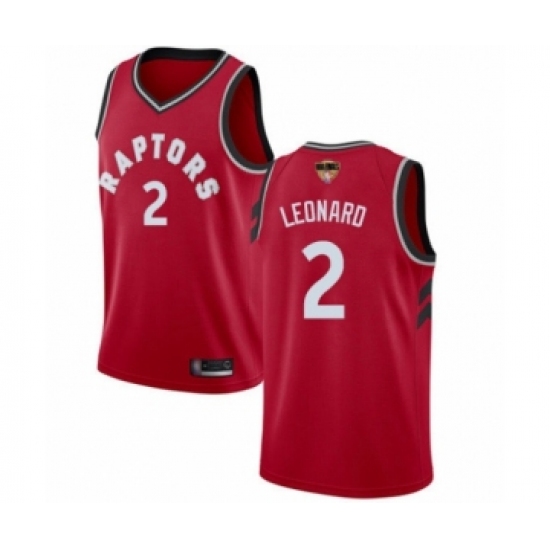 Youth Toronto Raptors 2 Kawhi Leonard Swingman Red 2019 Basketball Finals Bound Jersey - Icon Edition