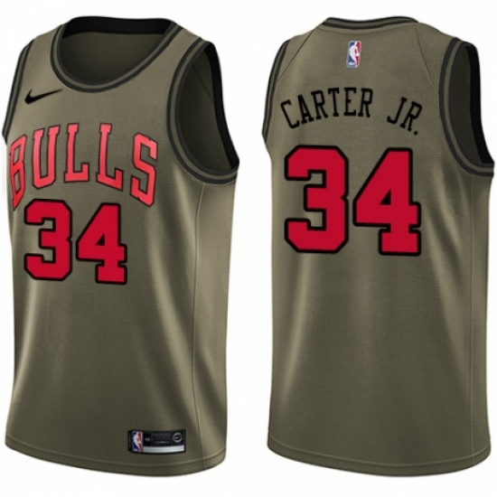 Youth Nike Chicago Bulls 34 Wendell Carter Jr. Swingman Green Salute to Service NBA Jersey