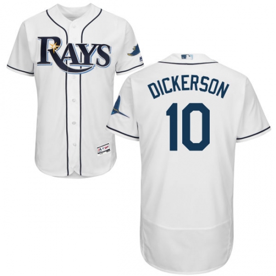 Men's Majestic Tampa Bay Rays 10 Corey Dickerson Home White Flexbase Authentic Collection MLB Jersey