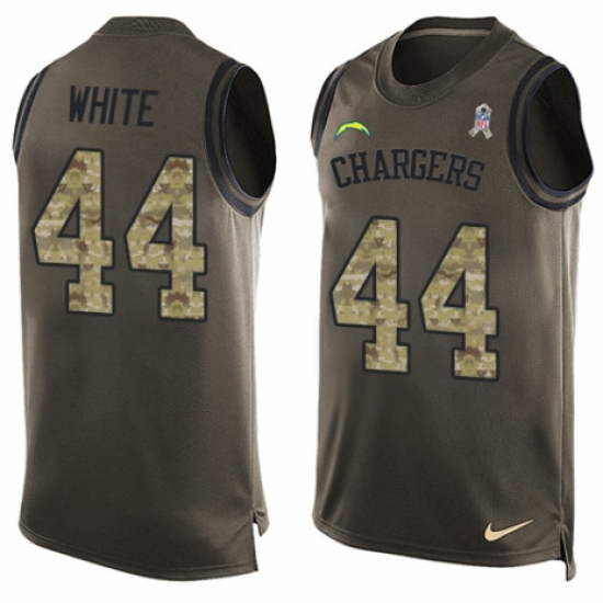Men's Nike Los Angeles Chargers 44 Kyzir White Limited Green Salute to Service Tank Top NFL Jersey
