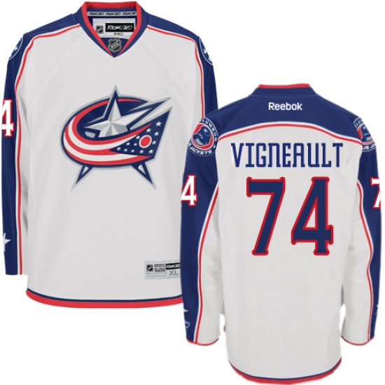 Women's Reebok Columbus Blue Jackets 74 Sam Vigneault Authentic White Away NHL Jersey