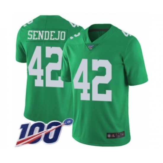 Men's Philadelphia Eagles 42 Andrew Sendejo Limited Green Rush Vapor Untouchable 100th Season Football Jersey