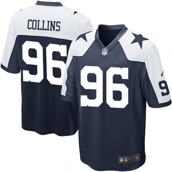Men's Nike Dallas Cowboys 96 Maliek Collins Game Navy Blue Throwback Alternate NFL Jersey