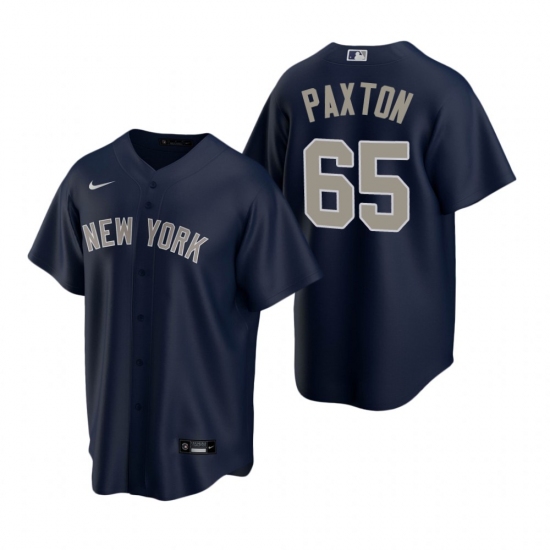 Men's Nike New York Yankees 65 James Paxton Navy Alternate Stitched Baseball Jersey