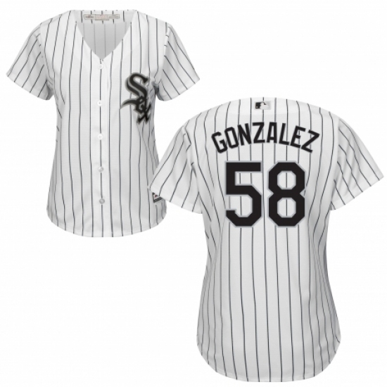Women's Majestic Chicago White Sox 58 Miguel Gonzalez Replica White Home Cool Base MLB Jersey