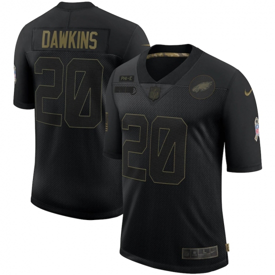 Men's Philadelphia Eagles 20 Brian Dawkins Black Nike 2020 Salute To Service Limited Jersey