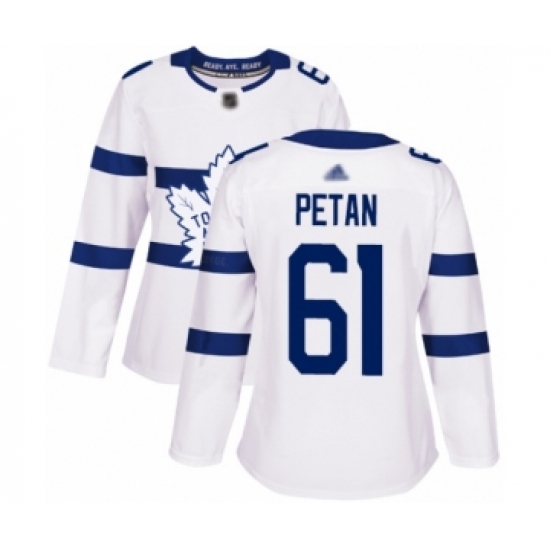Women's Toronto Maple Leafs 61 Nic Petan Authentic White 2018 Stadium Series Hockey Jersey