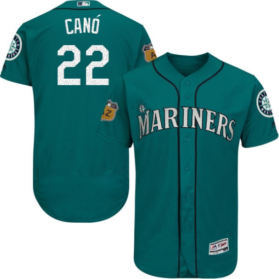 Men's Majestic Seattle Mariners 22 Robinson Cano Aqua 2017 Spring Training Authentic Collection Flex Base MLB Jersey