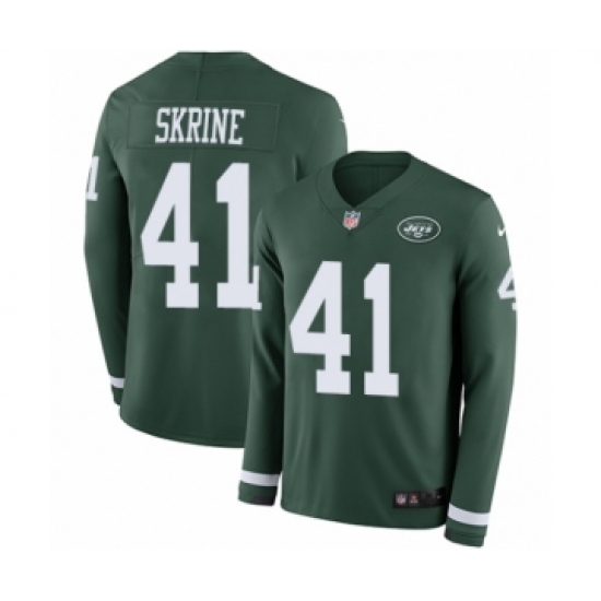 Youth Nike New York Jets 41 Buster Skrine Limited Green Therma Long Sleeve NFL Jersey