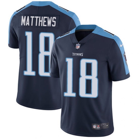 Men's Nike Tennessee Titans 18 Rishard Matthews Navy Blue Alternate Vapor Untouchable Limited Player NFL Jersey