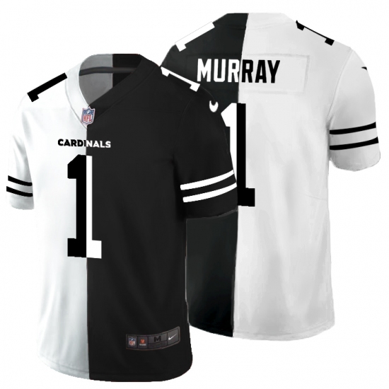 Men's Arizona Cardinals 1 Kyler Murray Black White Limited Split Fashion Football Jersey