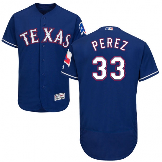 Men's Majestic Texas Rangers 33 Martin Perez Royal Blue Alternate Flex Base Authentic Collection MLB Jersey