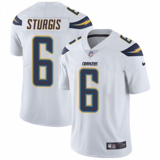 Men's Nike Los Angeles Chargers 6 Caleb Sturgis White Vapor Untouchable Limited Player NFL Jersey