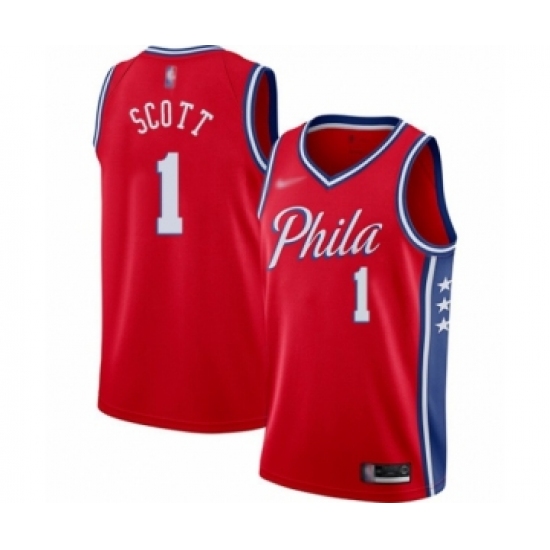 Men's Philadelphia 76ers 1 Mike Scott Authentic Red Finished Basketball Jersey - Statement Edition