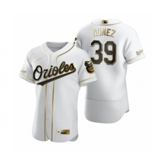 Men's Baltimore Orioles 39 Renato Nunez Nike White Authentic Golden Edition Jersey