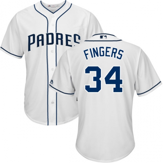 Youth Majestic San Diego Padres 34 Rollie Fingers Authentic White Home Cool Base MLB Jersey