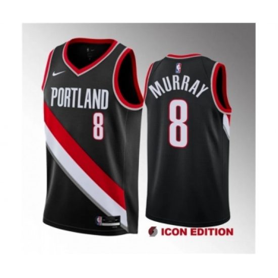 Men's Portland Trail Blazers 8 Kris Murray Black 2023 Draft Icon Edition Stitched Basketball Jersey