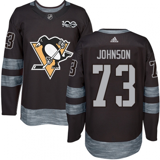 Men's Adidas Pittsburgh Penguins 73 Jack Johnson Authentic Black 1917-2017 100th Anniversary NHL Jersey