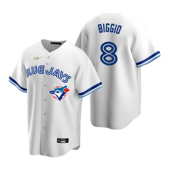 Men's Nike Toronto Blue Jays 8 Cavan Biggio White Cooperstown Collection Home Stitched Baseball Jersey