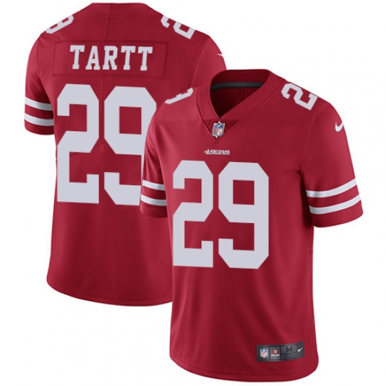 Men's Nike San Francisco 49ers 29 Jaquiski Tartt Red Team Color Vapor Untouchable Limited Player NFL Jersey
