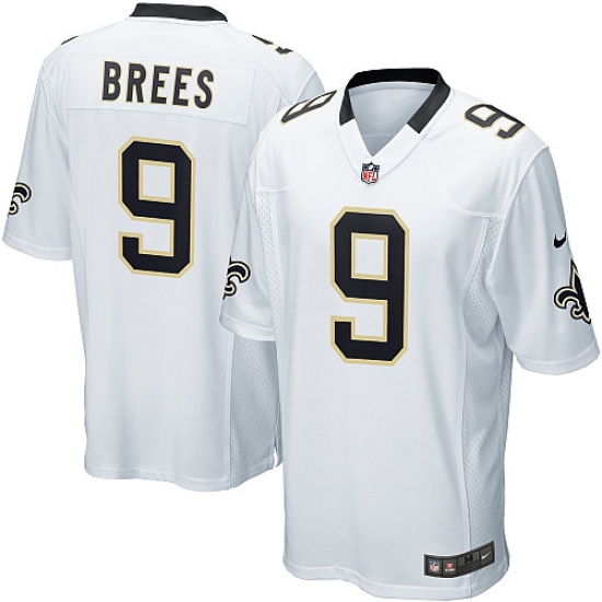 Men's Nike New Orleans Saints 9 Drew Brees Game White NFL Jersey