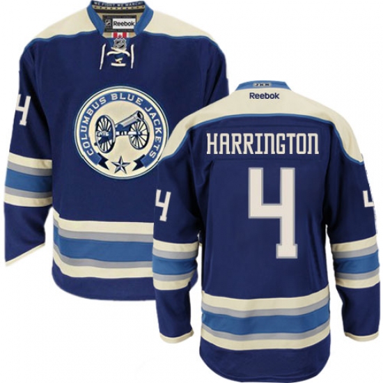 Women's Reebok Columbus Blue Jackets 4 Scott Harrington Premier Navy Blue Third NHL Jersey