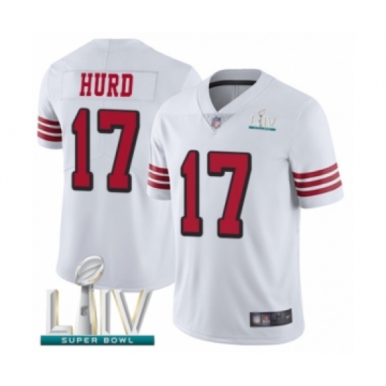 Men's San Francisco 49ers 17 Jalen Hurd Limited White Rush Vapor Untouchable Super Bowl LIV Bound Football Jersey