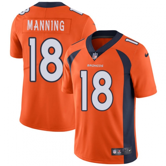 Youth Nike Denver Broncos 18 Peyton Manning Elite Orange Team Color NFL Jersey