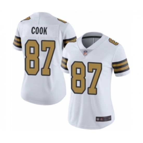 Women's New Orleans Saints 87 Jared Cook Limited White Rush Vapor Untouchable Football Jersey