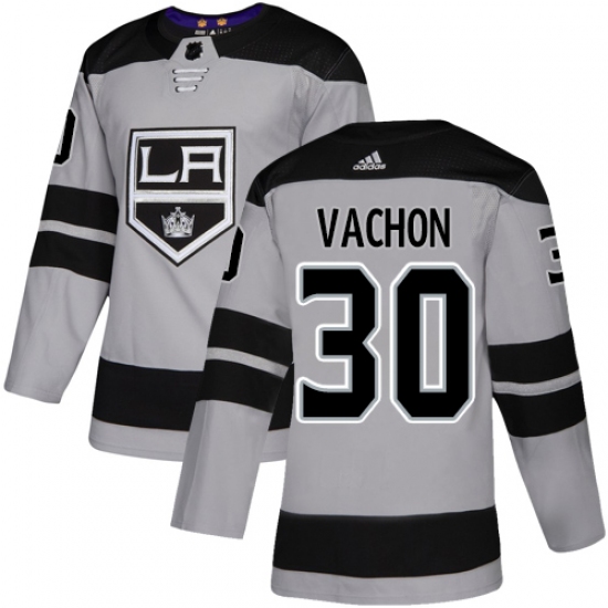 Men's Adidas Los Angeles Kings 30 Rogie Vachon Premier Gray Alternate NHL Jersey