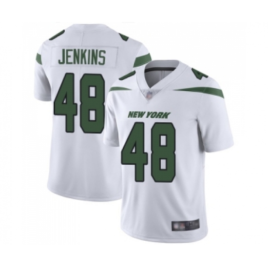 Men's New York Jets 48 Jordan Jenkins White Vapor Untouchable Limited Player Football Jersey