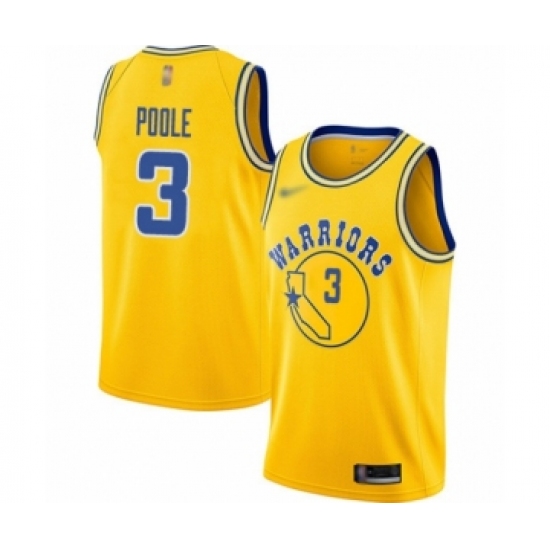 Men's Golden State Warriors 3 Jordan Poole Authentic Gold Hardwood Classics Basketball Jersey