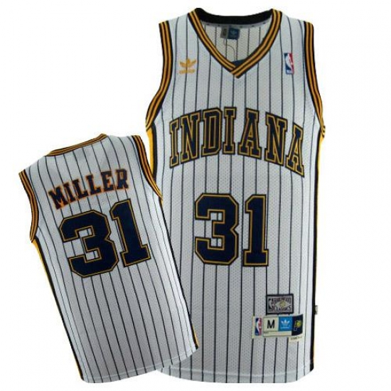 Men's Mitchell and Ness Indiana Pacers 31 Reggie Miller Authentic White Throwback NBA Jersey