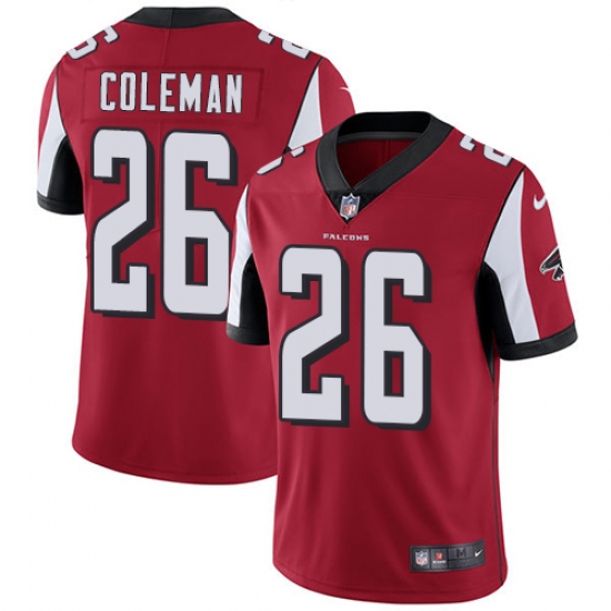 Youth Nike Atlanta Falcons 26 Tevin Coleman Red Team Color Vapor Untouchable Limited Player NFL Jersey