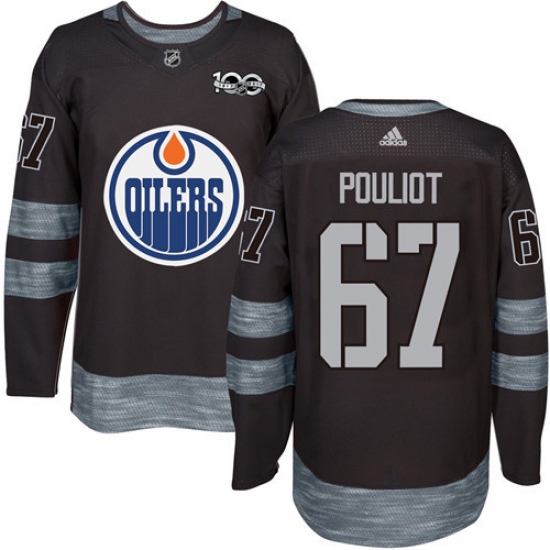 Men's Adidas Edmonton Oilers 67 Benoit Pouliot Authentic Black 1917-2017 100th Anniversary NHL Jersey