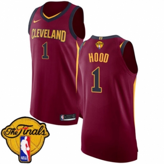 Men's Nike Cleveland Cavaliers 1 Rodney Hood Authentic Maroon 2018 NBA Finals Bound NBA Jersey - Icon Edition