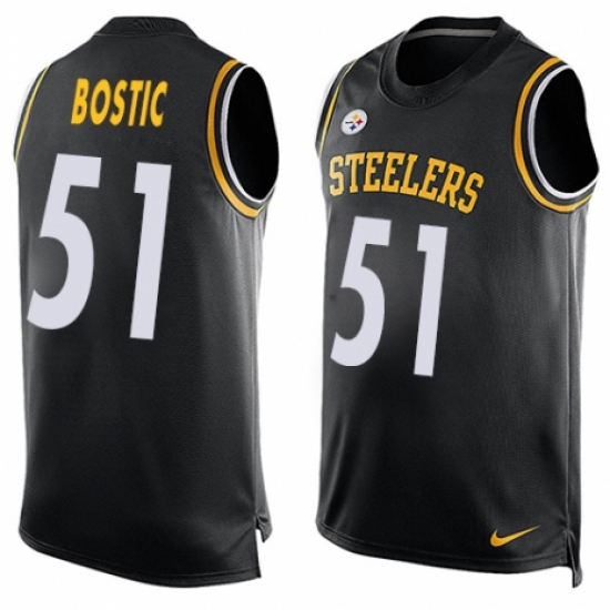 Men's Nike Pittsburgh Steelers 51 Jon Bostic Limited Black Player Name & Number Tank Top NFL Jersey