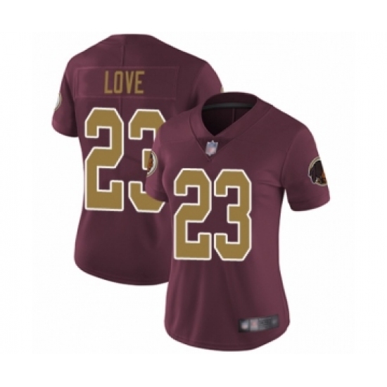 Women's Washington Redskins 23 Bryce Love Burgundy Red Gold Number Alternate 80TH Anniversary Vapor Untouchable Limited Player Football Jersey