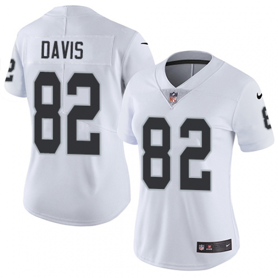 Women's Nike Oakland Raiders 82 Al Davis White Vapor Untouchable Limited Player NFL Jersey