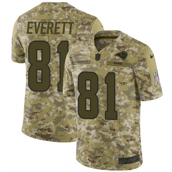 Youth Nike Los Angeles Rams 81 Gerald Everett Limited Camo 2018 Salute to Service NFL Jersey
