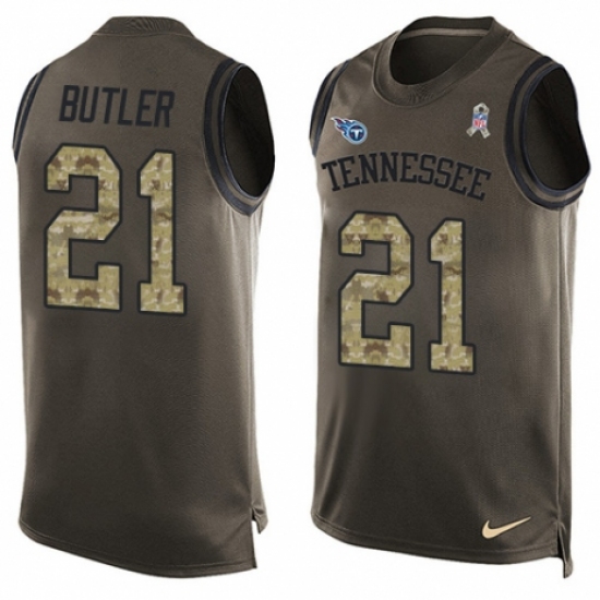 Men's Nike Tennessee Titans 21 Malcolm Butler Limited Green Salute to Service Tank Top NFL Jersey